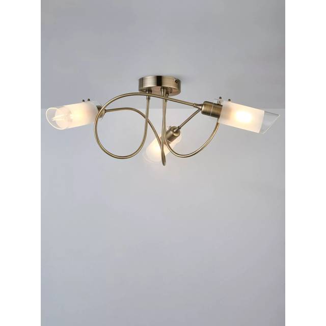 John Lewis Limbo 3 Arm Semi Flush Ceiling Light, Brass