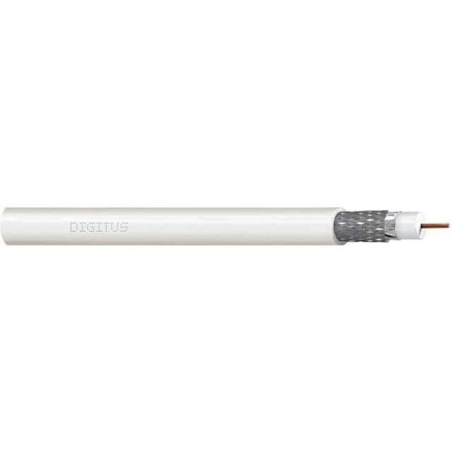 Coaxial cable DIGITUS RG-6, 75 Ohm, shield (2 x foil + 77% coverage braid), Eca, PVC, 305m, white, reel