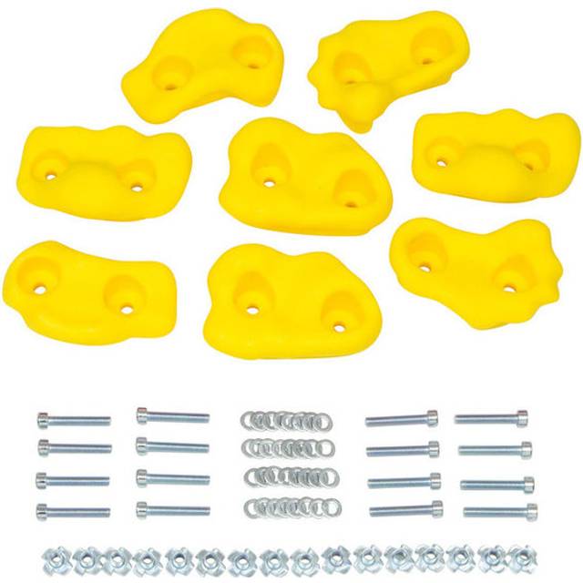 Swing Set Stuff Small Textured Rock Holds (Yellow) with SSS Logo Sticker (Set of 8)