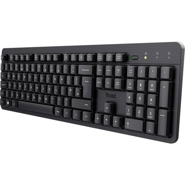 Trust Ody II Silent Wireless Keyboard QWERTY UK Layout, Membrane Low Profile Keys, USB Receiver 2.4GHz, Spill-Resistant, Batteries Included, Quiet