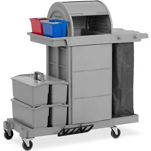 ulsonix Cleaning Trolley - with laundry bag - lockable compartment - 2 buckets - 2 double boxes ULX-CRFZ D1