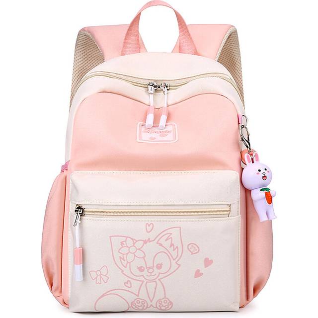 (FoxPink) Playful Oxford Backpack For Preschool Girls Cute Design Comfortable And Lightweight