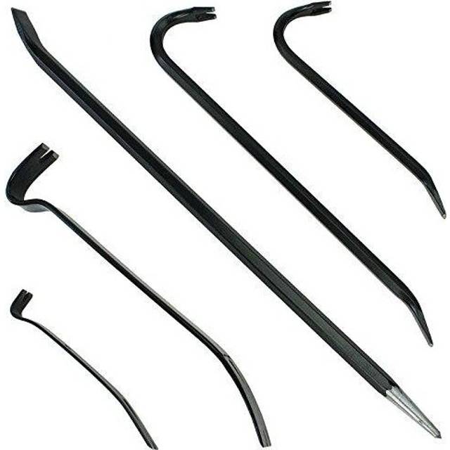 5 Piece Crowbar, Long Wrecking Rod & Flat Pry - Crow Bar Set