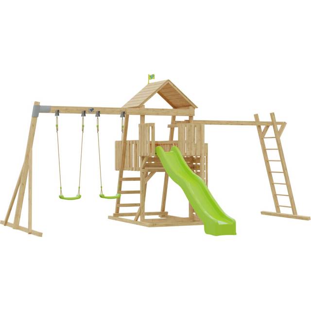 TP Kingswood Wooden Climbing Frame Tower & 3m Super Wavy Slide - FSC certified