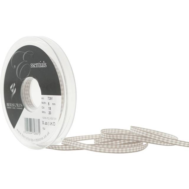 Berisfords Gingham Ribbon 18 Steel