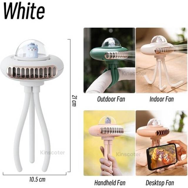 (White) Stroller Fan Portable Flexible Tripod Clip on Fan