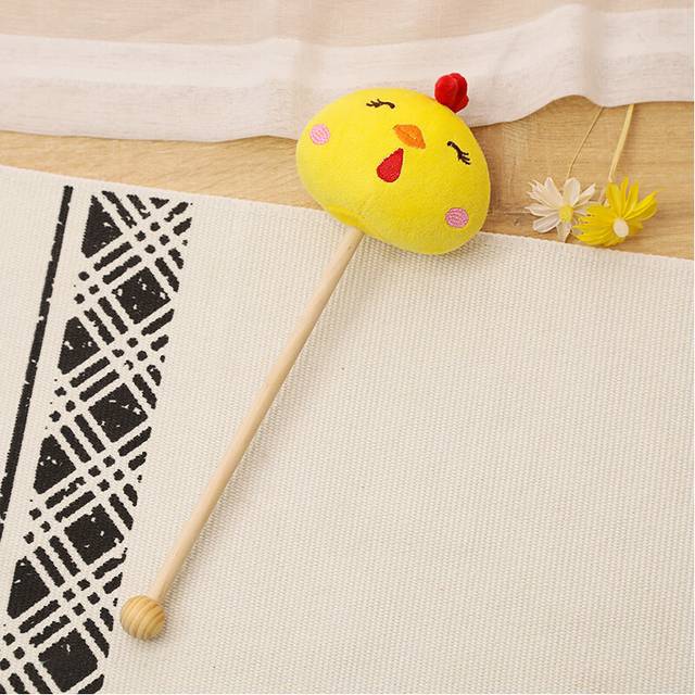 (Yellow Chick) Plush Animal Cute Back Hammer Stick With Short Plush Fabric Bear Design