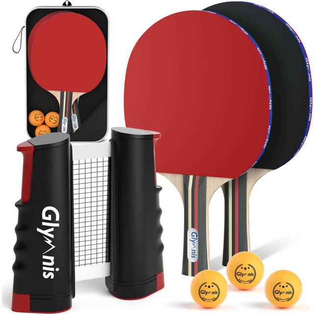 Table Tennis Set Portable Ping Pong Set with Retractable Table Tennis Net, Table Tennis Bats, 3-Star Ping Pong Balls & Storage Bag, Premium All-in-One