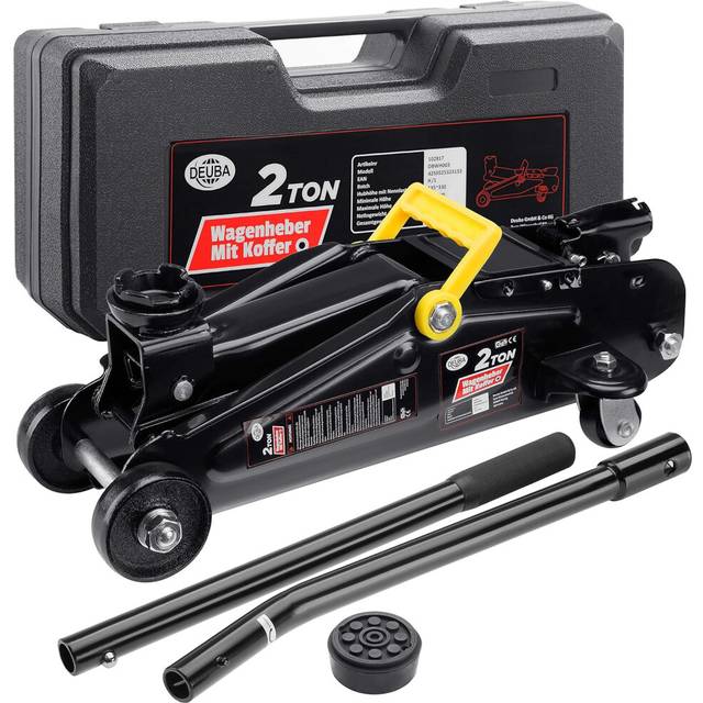 DEUBAÂ® Hydraulic 2 Tonne Trolley Floor Jack for Cars | Lift Height 135-330 mm | With Case and Rubber Pad
