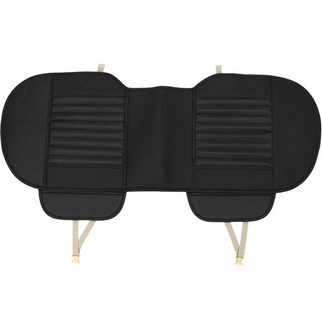 (Black) Car Rear Seat Cover Universal Bamboo Charcoal Cushion Pad PU 130*50cm