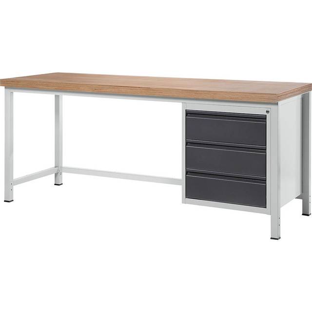 RAU 3 drawers, worktop width 2000 mm, 3 drawers, worktop width 2000 mm, metallic charcoal - light grey RAL 7035