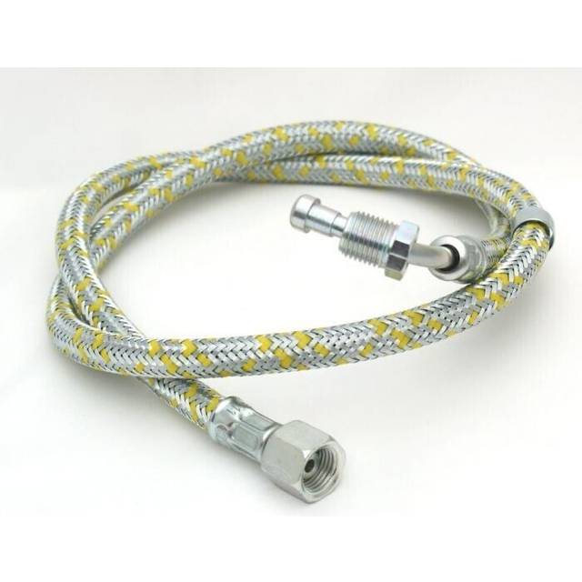 Worcester oil boiler oil line braided hose 900mm 1/4"m elb x 1/4"fm 87161153120