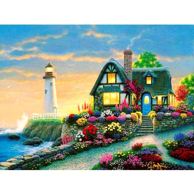 Diamond Painting with Pebble Round on Print Canvas 5D Diamond Painting for The Wall Hanging Painting 20X30CM