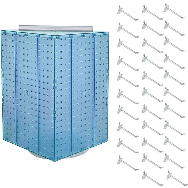 Azar Displays 701414-BLU-4C32 Rotating Countertop Display Kit with Peg Hooks Included  14 Inches Wide x 14 Inches Deep x 20 Inches High  Pegboard Spin