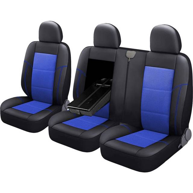 (Blue) 3PCS Car Seat Covers Cushion Pad Headrest Cover For Ford Transit Custom 2015 2016 2017 2018 2019 2020 RHD