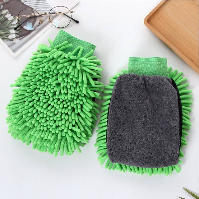 (Green 1pc) Microfiber Car Wash Clening Gloves Car Detailing Washing Towel Auto Motorcycle