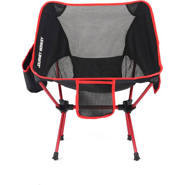 (Red) Outdoor Portable Folding Chair Ultralight Aluminum Alloy Stool Max Load 120kg Camping Picnic