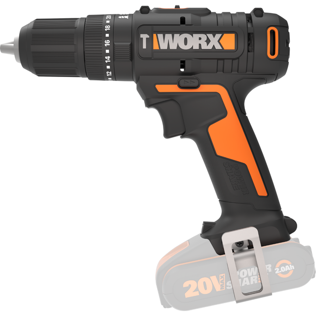 Worx wx370.9 18v (20v max) cordless compact combi hammer drill (body only)