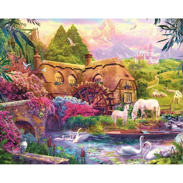 Full Round Diamond Painting Garden Landscape Cross Stitch Diamond Embroidery 20X30CM