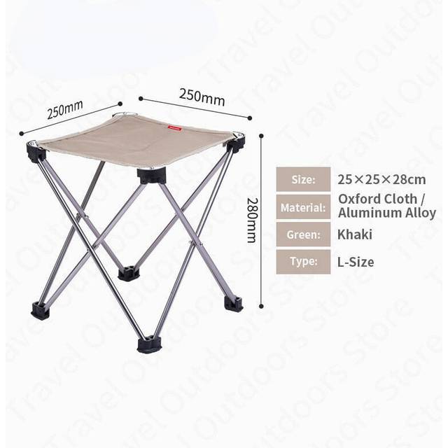 (Khaki-L) Outdoor Aluminum Alloy Folding Chair Ultralight 0.3kg Portable Fishing Chair 900D Oxford Cloth Camping Picnic Chair