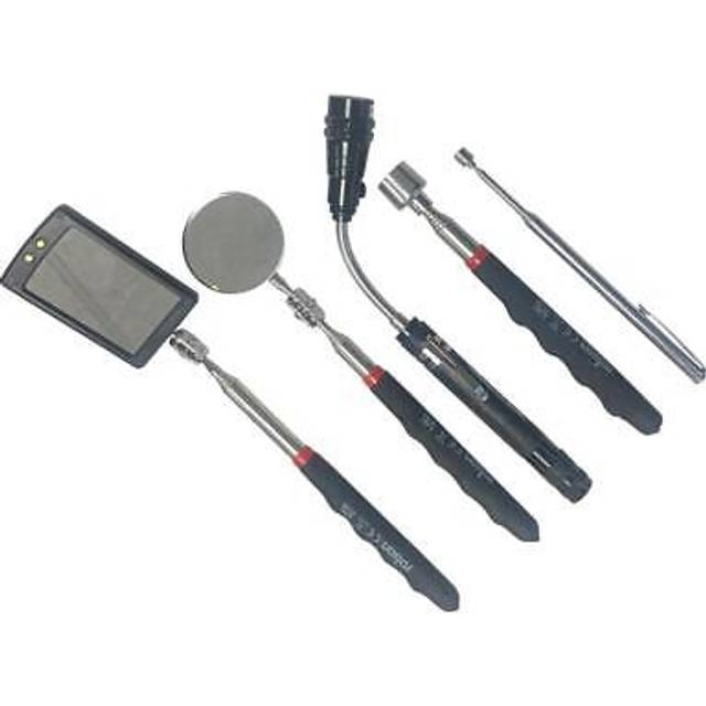 Rolson Inspection and Magnetic Pick Up Tools Set 5 Piece - inc 2 types of mirrors-lights and pickups 60375