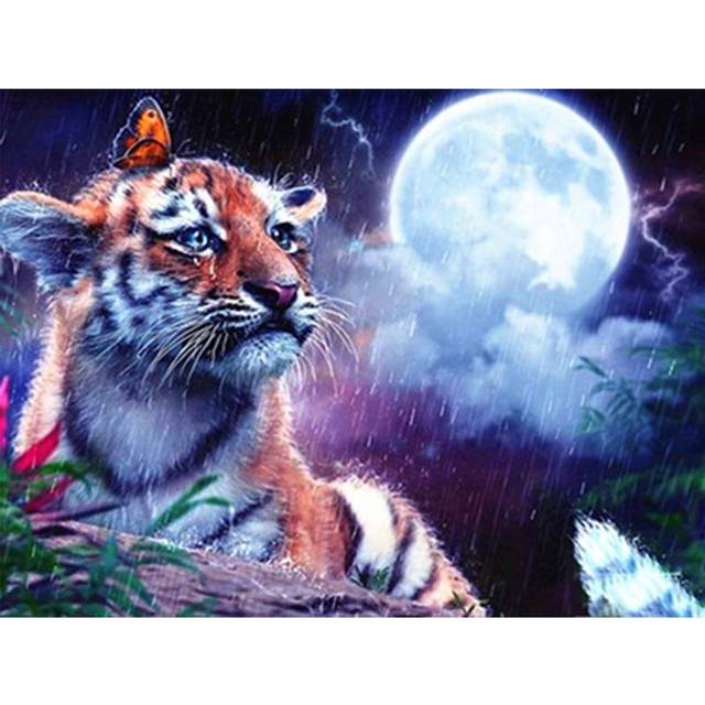 DIY 5D Diamond Mosaic Lion tiger Handmade Diamond Painting Cross Stitch Kits Diamond Embroidery Arts 20X30CM