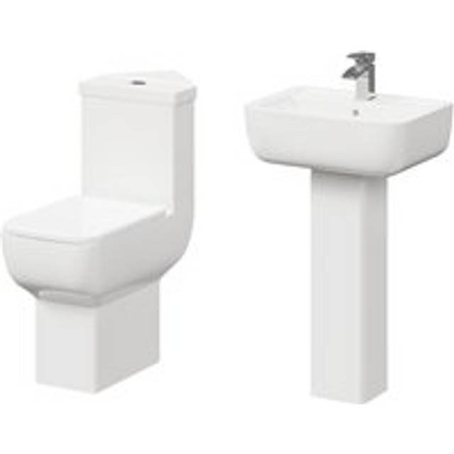 Wholesale Domestic Tacoma Full Pedestal Basin and Comfort Height Corner Toilet Suite | White | Ceramic | 550mm
