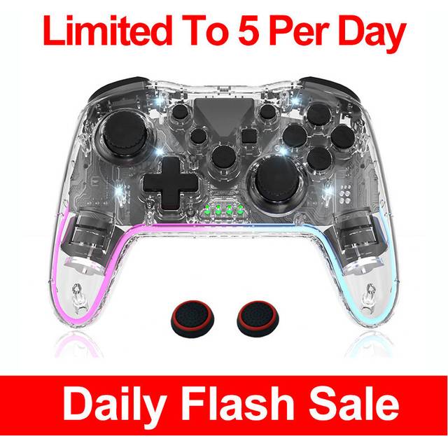 Wireless Controller BT For Nintendo Switch PC PS3 TV BOX Joystick Transparent LED Lag-Free Gamepad With Light Turbo