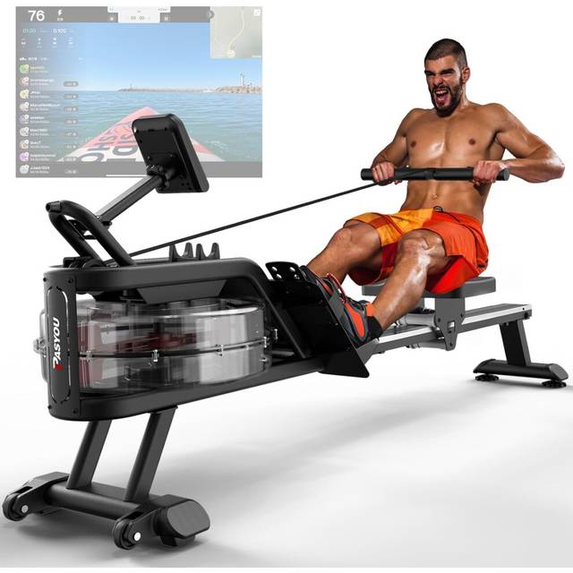 PASYOU Water Rowing Machine,Foldable Rowing Machine for Home Gym 350LB