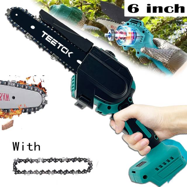(1x6â Chainsaw(Naked?No Battery)) 6inch Small Mini Cordless Chainsaw Handheld Garden Saw 5.5A Battery