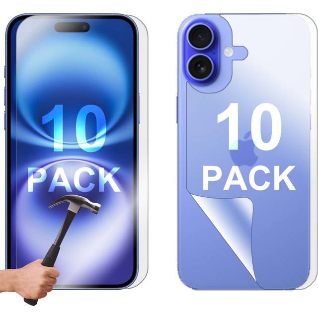 10 Set Tempered Glass Screen Protector for Apple iPhone 16 PLUS Front and Back Film Guard Bulk