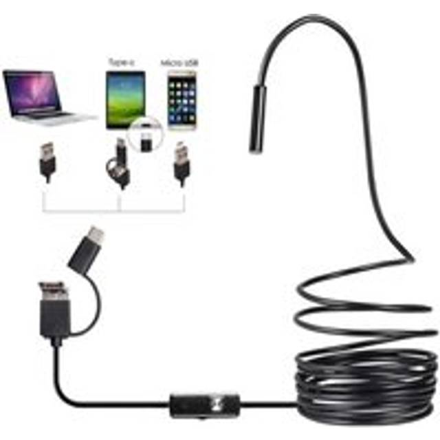 Aiperq - 3 in 1 Endoscope Inspection Camera, hd Industrial Endoscope, 5.5mm Waterproof Lens, 6 led Lights, 3 in 1 usb Interface for Android Phones