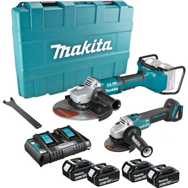 "Makita DGA900PT4 18v / 36v Cordless Brushless 9"" + 4.5"" DGA504 Angle Grinder 5ah"