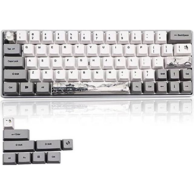 Vbestlife Mechanical Keyboard Keycaps, 73Pcs PBT OEM Profile Sublimation Keycaps with Chinese Ink Pattern, for Mechanical Keyboard(Ink-Pattern)