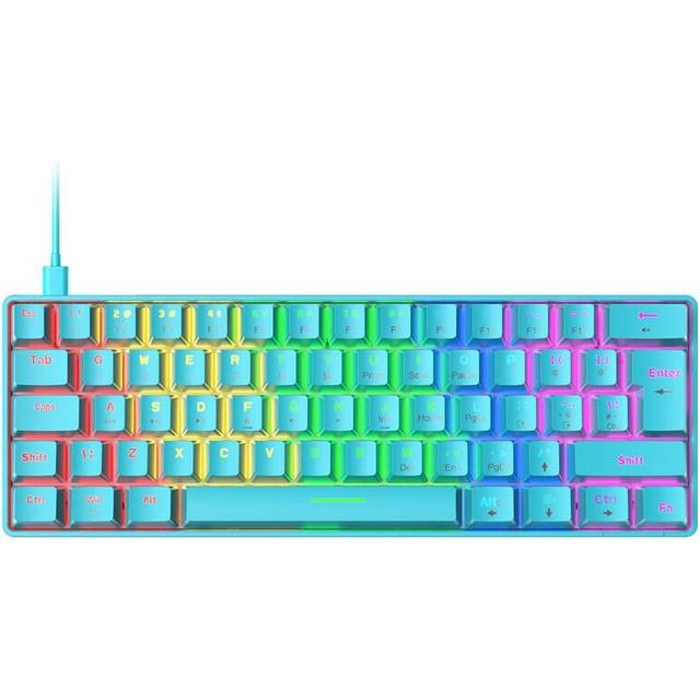 (Blue, Blue Switch) Mechanical Keyboard 62 Keys NKRO RGB Backlight Type-C USB Wired Waterproof ABS Keycap UK Layout PC Gaming Keyboard