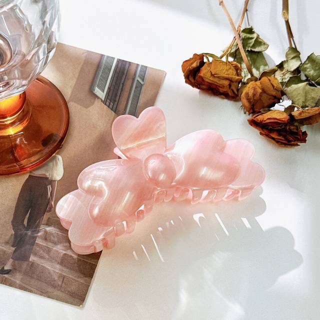 (Pink) Elegant Multicolor Acetate Hair Claw For Chic Updos And Fashionable Everyday Hairstyles
