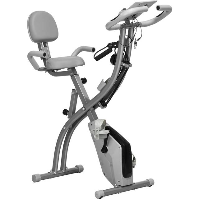 HOMCOM 2 in 1 Grey Magnetic Resistance Folding Exercise Bike - 118 x 48 x 105cm