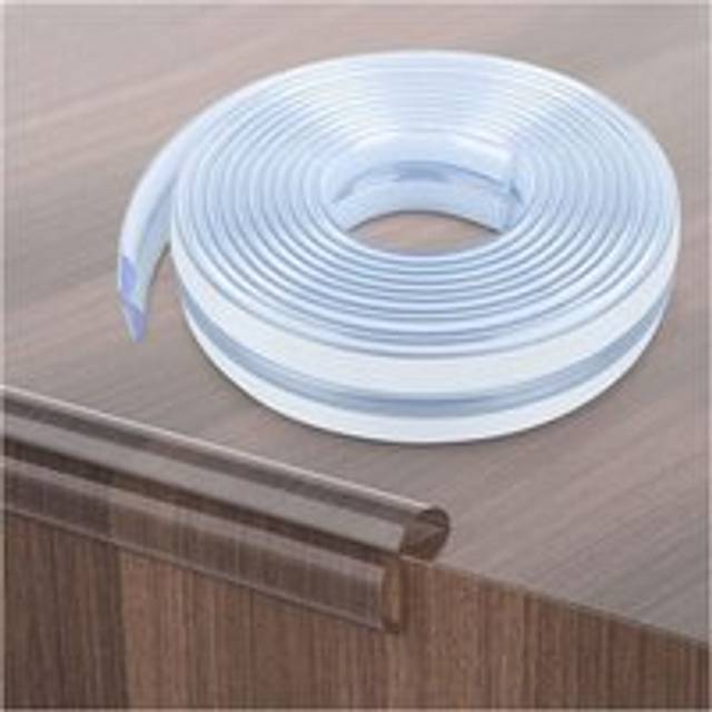 2m Clear Soft Silicone Corner Protector Strip with Strong Adhesive Pre-glued for Sharp Corners of Cabinets, Tables, Drawers