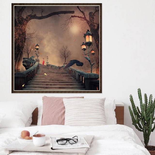 DIY Diamond Painting Landscape Ladder Cross Stitch Diamond Embroidery Handmade Home Decor Paintings 30x30CM