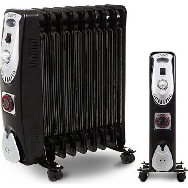 Black 9 fin portable electric oil filled radiator 2kw heater 2000w timer 3 heat