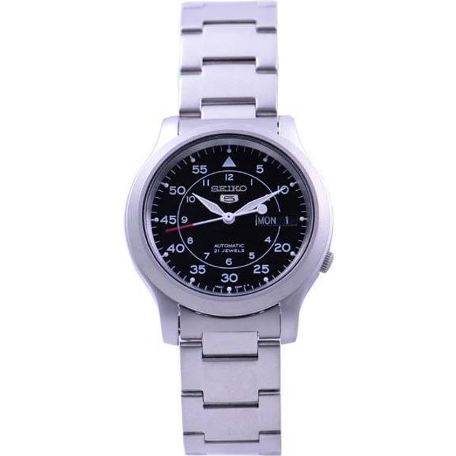 Seiko Men's SNK809K1 (Seiko5 self-winding Yellow Black Dial Silver Belt) Round Watch Silver Analog
