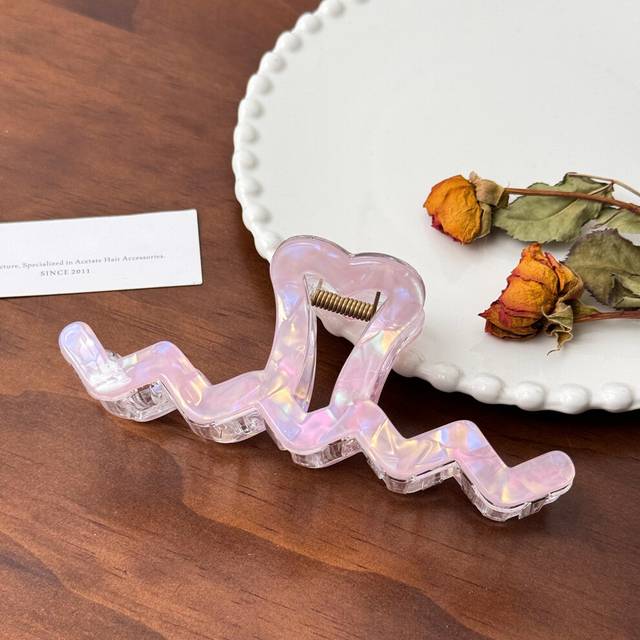 (Wave Pink Purple 13cm) Versatile Mermaid Hair Claw Clip For Effortless Updos In Bright And Playful Colors