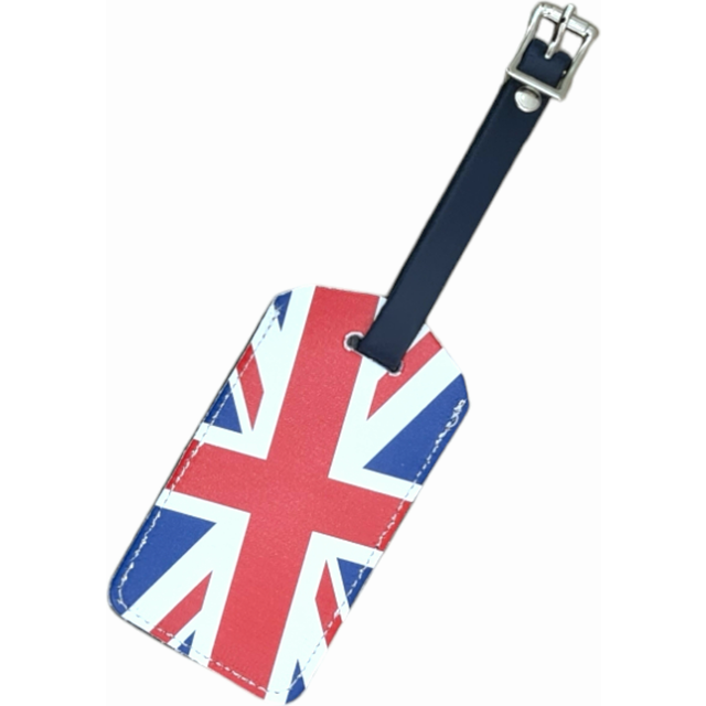 Leather Luggage Tag - Union Jack - white
