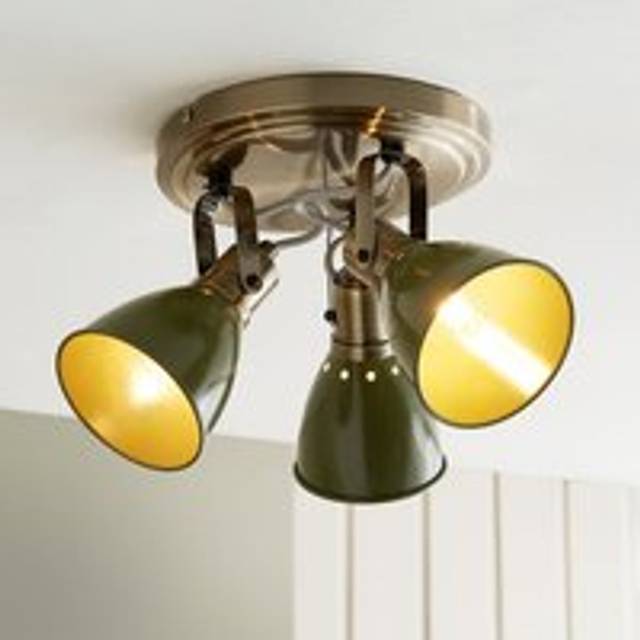 Miley Industrial 3 Light Adjustable Spotlight - Olive