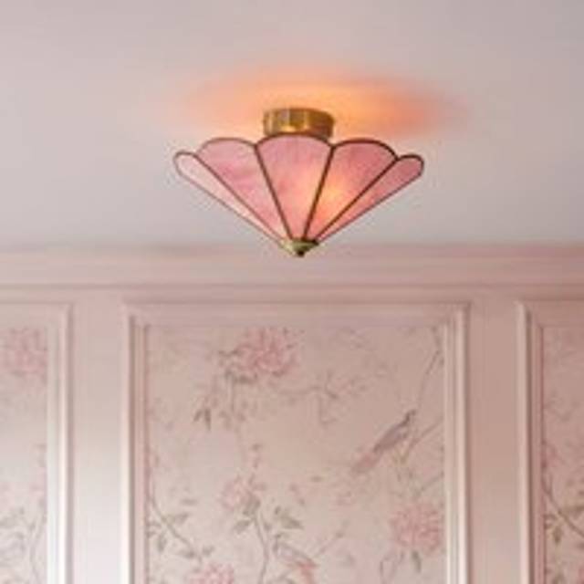 Colette Mid Century 2 Light Flush Ceiling Light - Pink