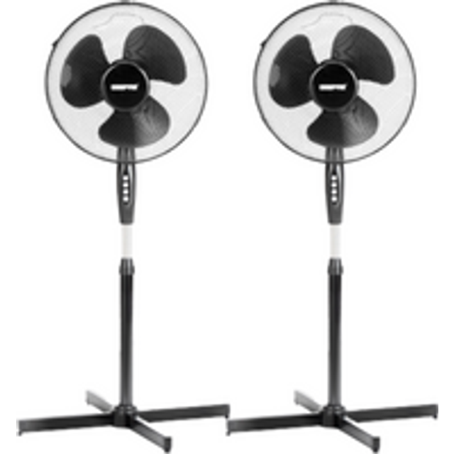 Set Of Two 16" Black Oscillating Electric Pedestal Fans