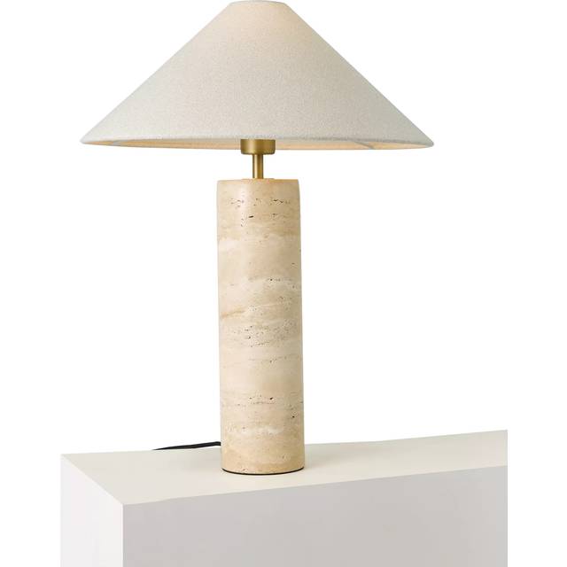 John Lewis Travertine Column Table Lamp, Brass