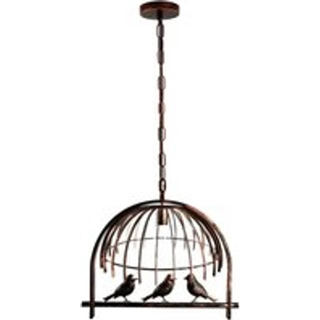 Bird Cage Design Hanging Pendant Light With Chain~1281 - Without Bulb - Rustic Red