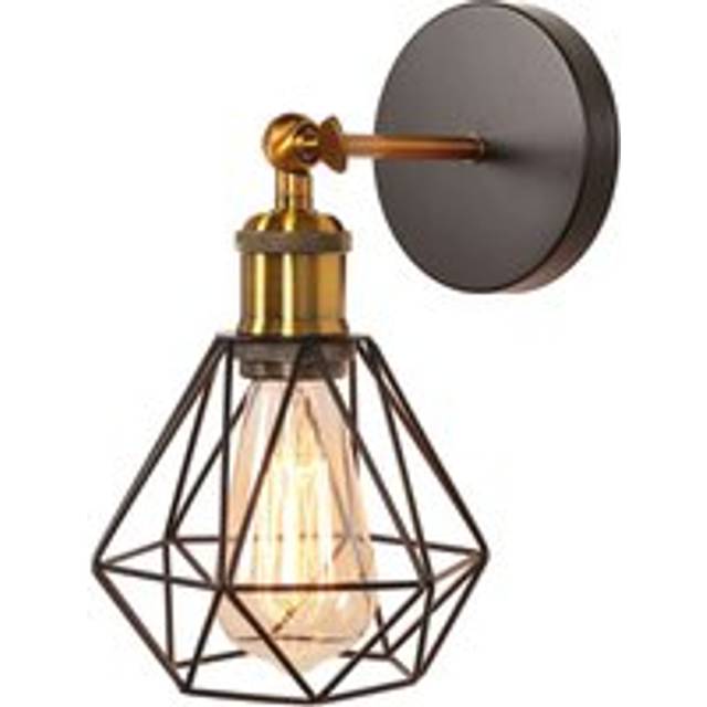 Modern Retro Wall Light Adjustable Angle Wall Light (Black) Metal Cage Wall Sconce Vintage Wall Lights E27 For Indoor Lighting