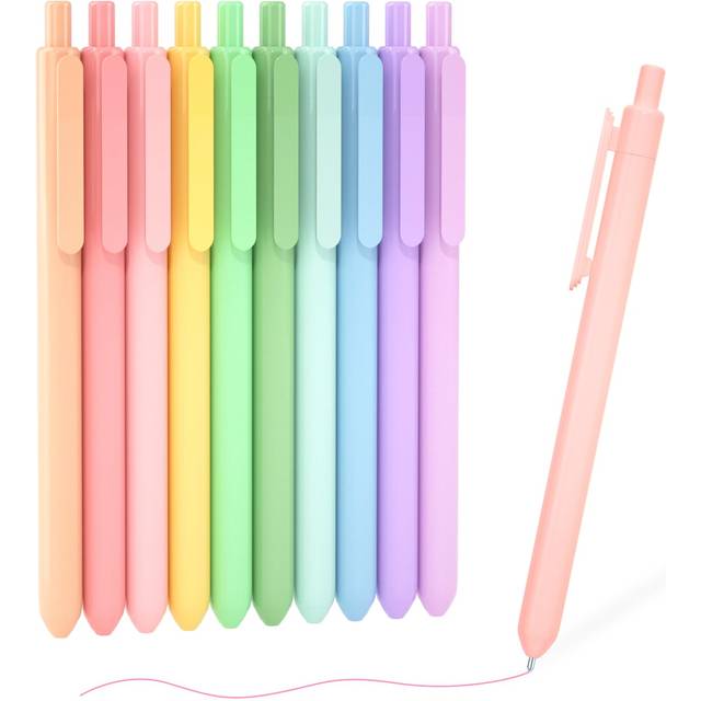 10 Colours Pastel Retractable Gel Pens, Pastel Ink Retractable Coloured Gel Pens, 0.5mm 8 Colours Gel Ink Pens, Fine Point Quick Drying Cute Pens